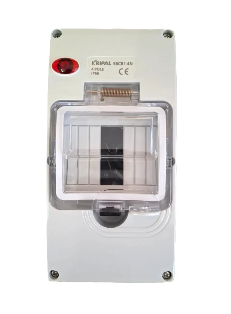 Weatherproof 4 Pole Enclosure Box with Neon Din Rail IP66 RCD Cover Solar - image 1