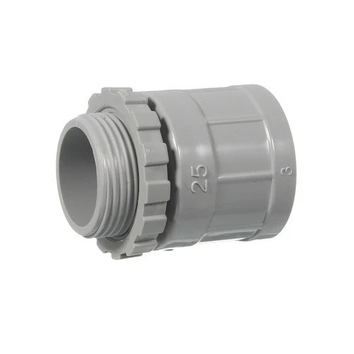 PVC Plain to Screw Adaptor 25mm with Lock Ring Conduit - 10 Pack - image 1